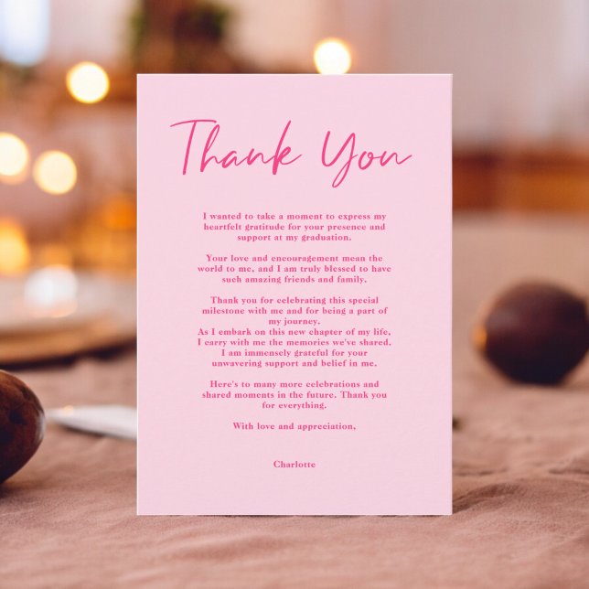 Retro neon pink script thank you graduation (Retro neon pink script thank you graduation)