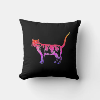 Retro Neon Pop Art Cat Cushion