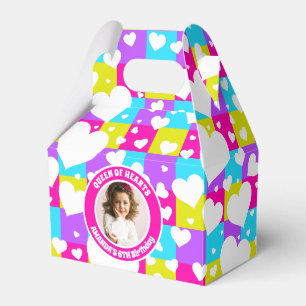 Retro Neon Queen Of Hearts Birthday Party Photo Favour Box