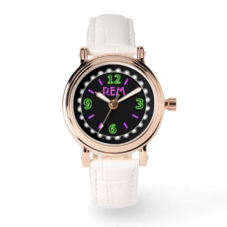 Retro Neon Sign in Violet and Green - Personalised Watch