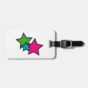 Retro Neon Stars Graphic Personalise Luggage Tag