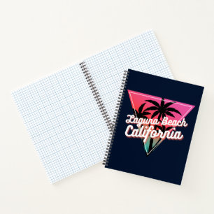 Retro Neon Sunset Palm Trees Laguna Beach Notebook