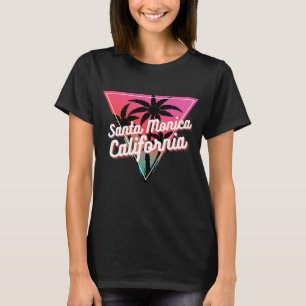Retro Neon Sunset Palm Trees Santa Monica T-Shirt