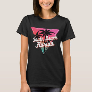Retro Neon Sunset Palm Trees South Beach Florida T-Shirt
