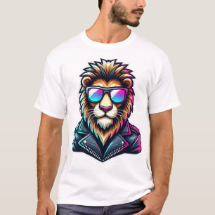 Retro Neon T-Rex Skater 80s Synthwave Dinosaur T-Shirt
