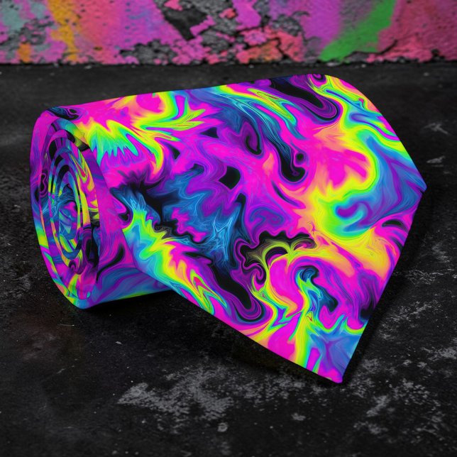Retro Neon Tie-Dye Custom Necktie (Creator Uploaded)