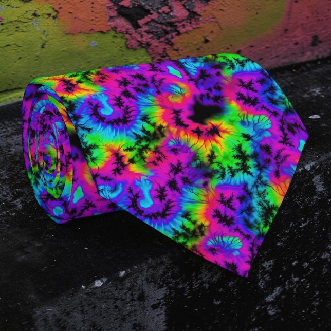 Retro Neon Tie-Dye Custom Necktie (Creator Uploaded)