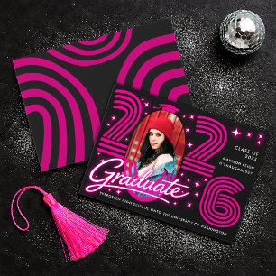Retro Neon Typography Photo Graduate Announcement