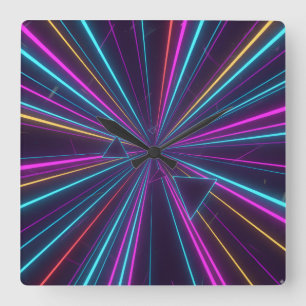 Retro Neon Wall Clock – 80s Futuristic Design
