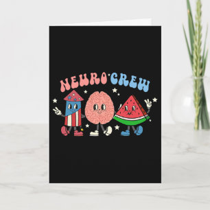 Retro Neuro Crew 4th Of July Nurse Brain Neurology Card
