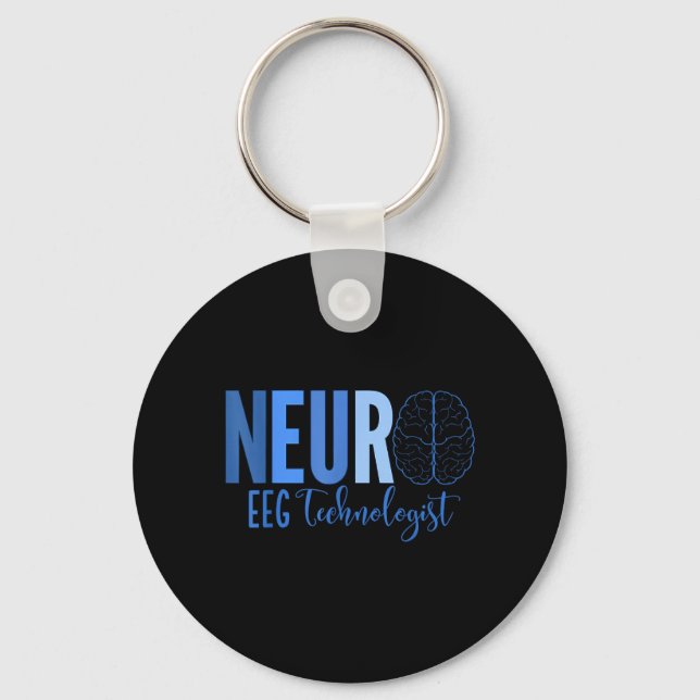 Retro Neuro EEG Technologist Anatomy Brain Key Ring (Front)