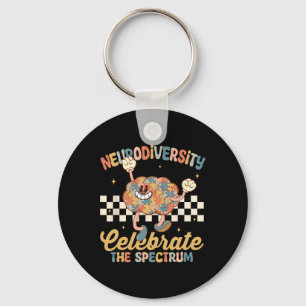 Retro Neurodiversity Shirts Autism Spectrum Asd Ad Key Ring