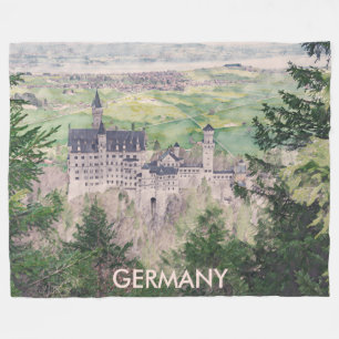 Retro Neuschwanstein Castle in Germany Fleece Blanket