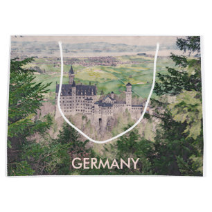 Retro Neuschwanstein Castle in Germany Large Gift Bag