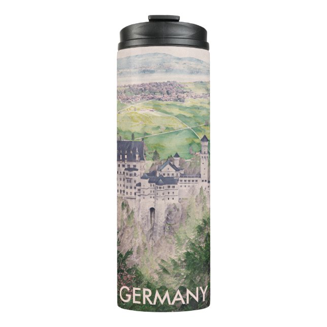 Retro Neuschwanstein Castle in Germany Thermal Tumbler (Front)