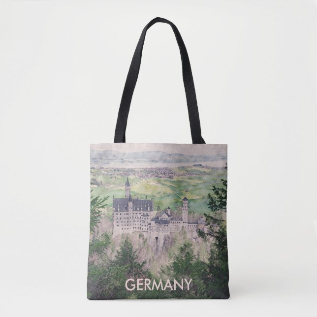 Retro Neuschwanstein Castle in Germany Tote Bag (Front)