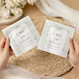 Retro Neutral Bow Cafe Bebe Coffee Baby Shower Napkin
