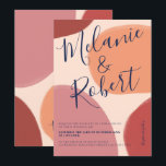 Retro neutral shapes earth tone wedding initials invitation<br><div class="desc">A retro,  neutral earth tones with abstract geometric shapes in red,  orange with blue elegant typography.  Modern twist to the traditional retro colours. Perfect for fall autumn wedding themes.</div>