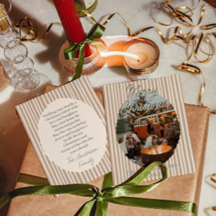 Retro Neutral Whimsical Photo Stripes Christmas Holiday Card