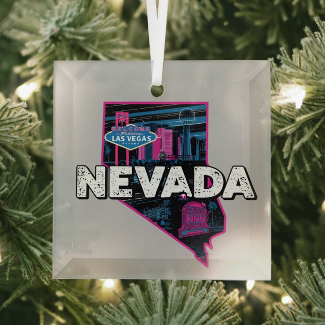 Retro Nevada Silhouette Glass Tree Decoration (Insitu)