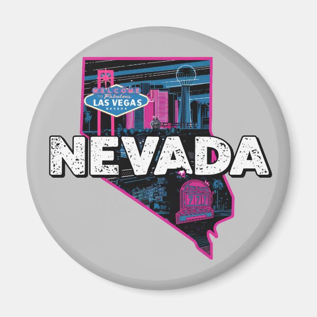 Retro Nevada Silhouette Magnet (Front)