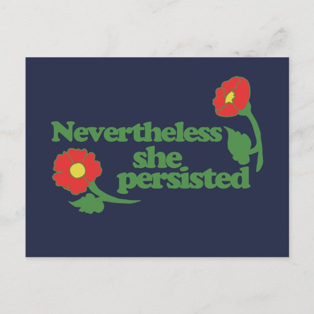 Retro Nevertheless she Persisted Red Poppy Postcard (Front)