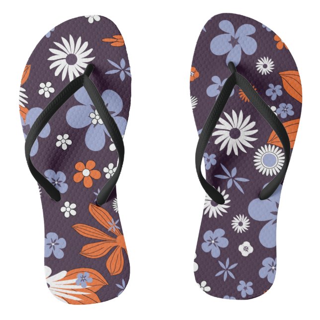 Retro New Design Floral Indie Flower Drawing Aesth Thongs (Footbed)