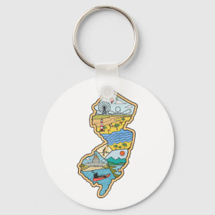Retro New Jersey Cape May Atlantic City Souvenir Key Ring