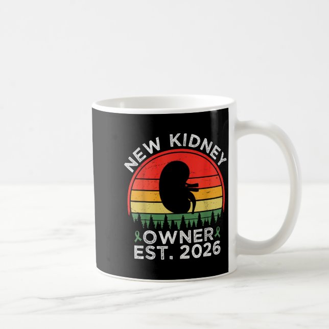 Retro New Kidney Owner Est. 2026 Kidney Transplant Coffee Mug (Right)