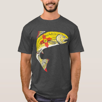 Retro New Mexico Flag Trout Vintage Fly Fishing T-Shirt