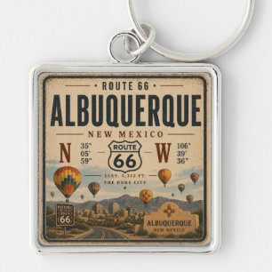 Retro New Mexico Highway Memento Key Ring