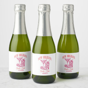 retro new orleans bachelorette sparkling wine label