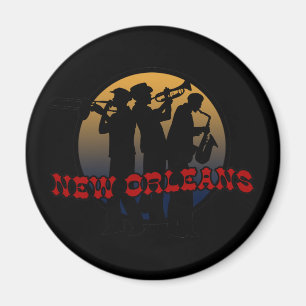 Retro New Orleans Jazz Magnet