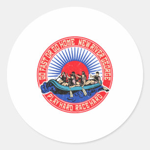 Retro New River George Rafting _1  Classic Round Sticker
