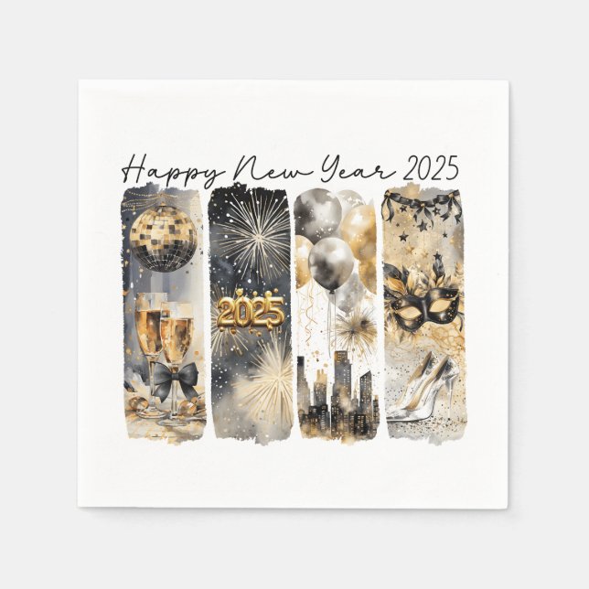 Retro New Year 2025 Napkin (Front)