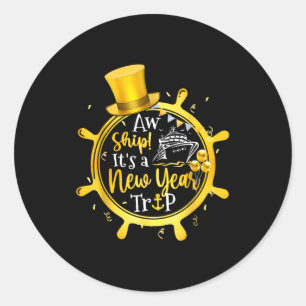 Retro New Year Trip Cruise Matching Family Vacatio Classic Round Sticker