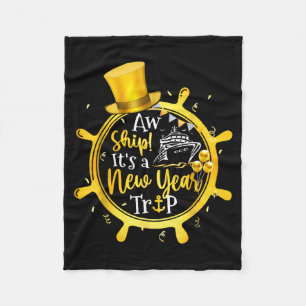 Retro New Year Trip Cruise Matching Family Vacatio Fleece Blanket
