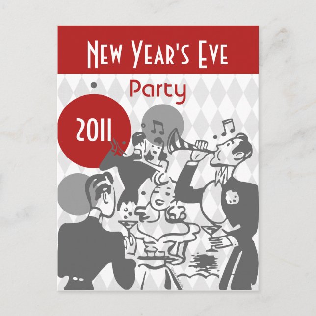 Retro New Year's Party Postcard (Front)