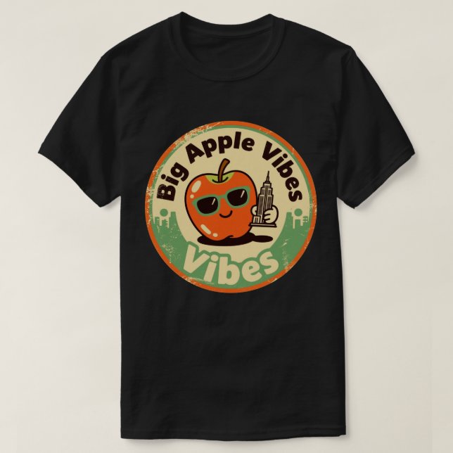 Retro New York_ Apple with Empire State Building T-Shirt (Design Front)