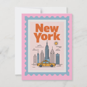 Retro New York City Travel Minimalist Skyline Postcard