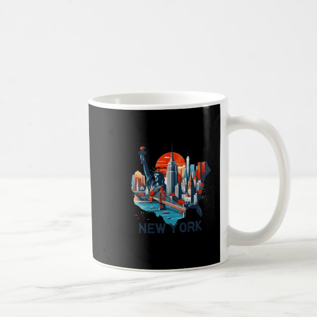 Retro New York Skyline Silhouette _1  Coffee Mug (Right)