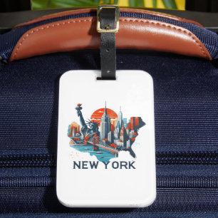 Retro New York Skyline Silhouette Luggage Tag