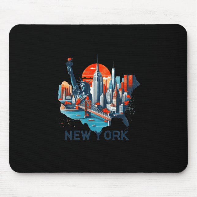 Retro New York Skyline Silhouette  Mouse Pad (Front)