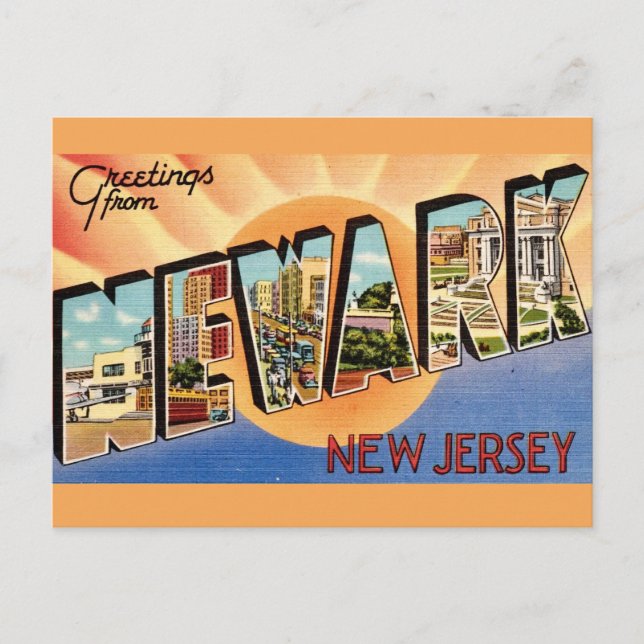 Retro Newark NJ Postcard (Front)