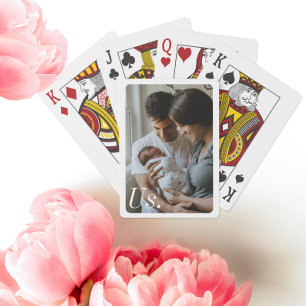 Retro Newborn Baby Photo Us Family Playing Cards