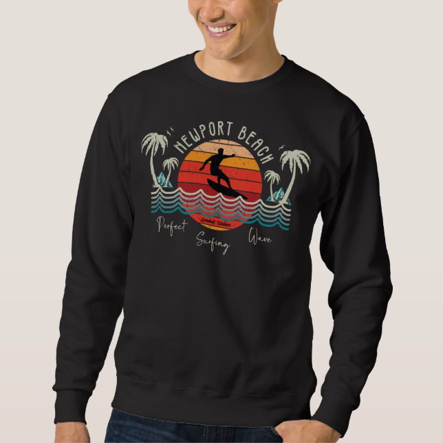 Retro Newport Beach Surfing  Sweatshirt (Front)