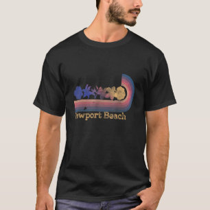 Retro Newport Beach Tropical Flowers 80's Style Su T-Shirt