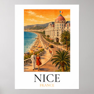 Retro Nice Côte d’Azur Promenade des Anglais View Poster