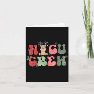 Retro Nicu Crew Christmas Lights Reindeer Neonatal Card