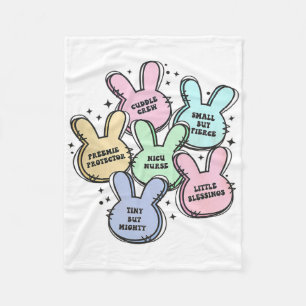 Retro Nicu Nurse Easter Neonatal Intensive Care Un Fleece Blanket